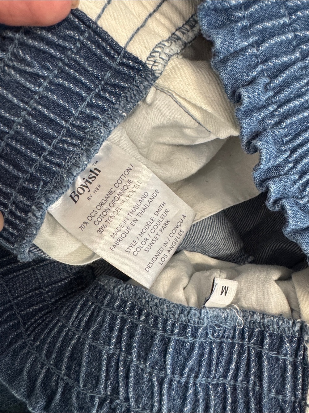 Boyish Track Pants Denim White Stripe Pull Away Snap Size Medium - Picture 6 of 9